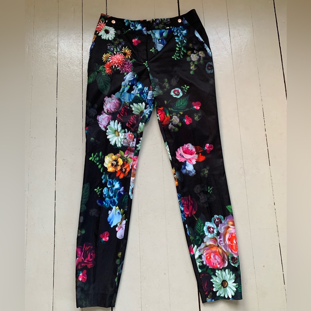 Ted Baker Oil Painting Black Diemond Floral Trousers